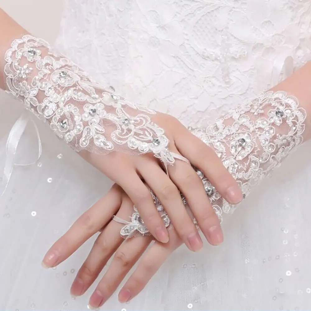 

Wear Princess Skirt Accessories Princess Dance Performance Stage Gloves Princess Gloves Full Finger Mittens Bridal Gloves