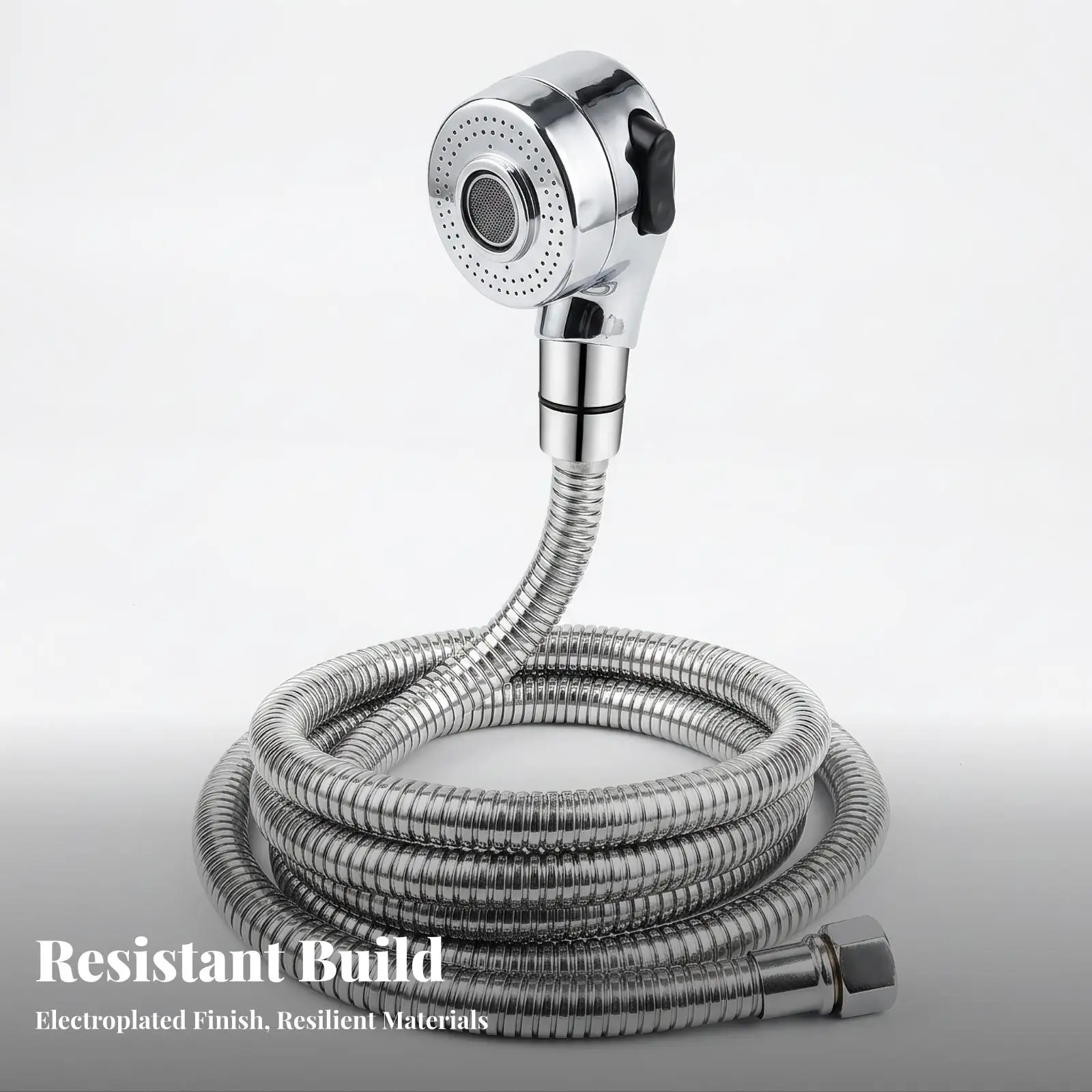 Salon Rinse Hose Assembly | Chrome-Silver Finish, Commercial-Grade, Shampoo Bowl Hose with Rinse Sprayer, for Hair Salons