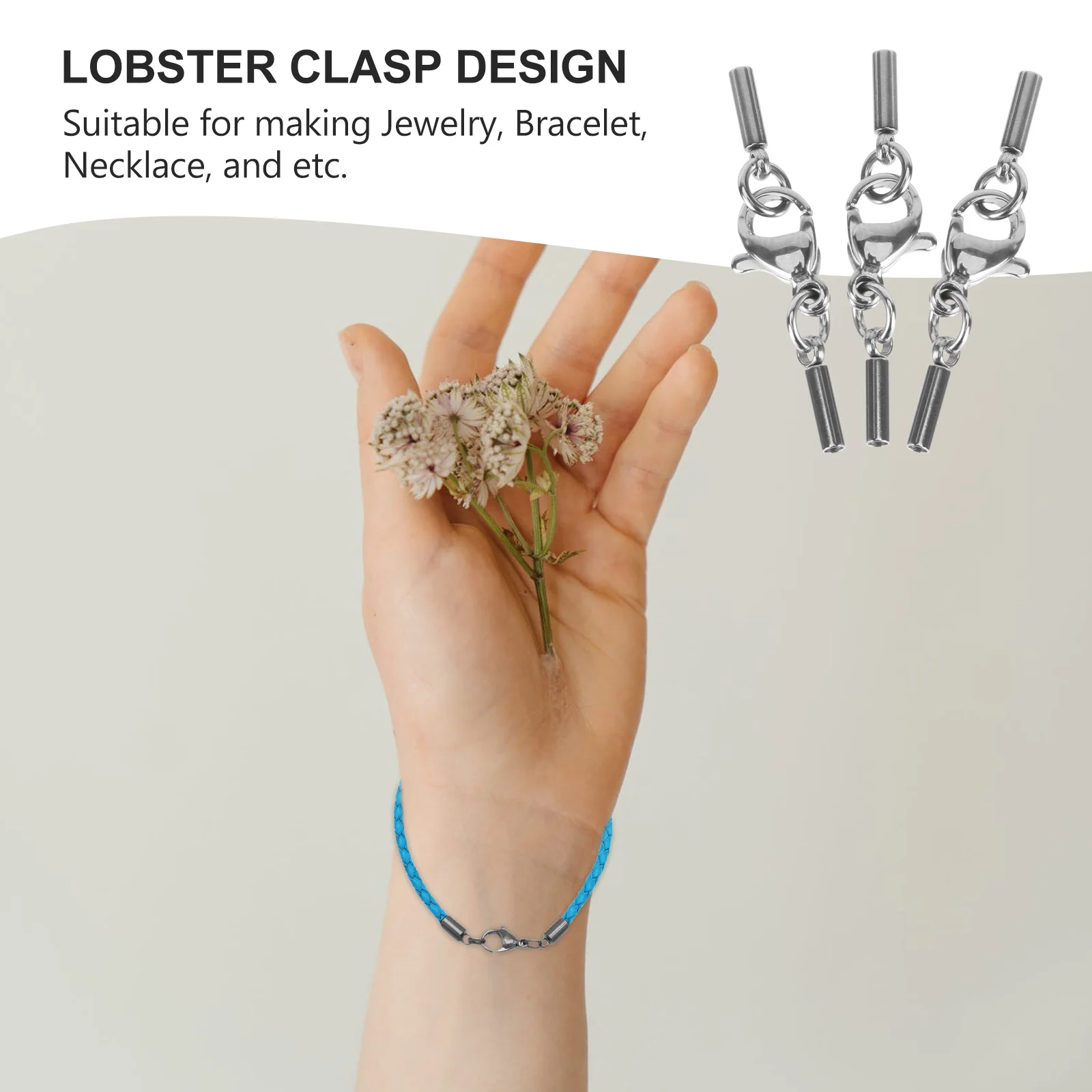 

20Pcs Cord Buckle Stainless Steel Multi Purpose Jewelry String Fastener for Necklace Bracelet DIY Connecting Rope Silver