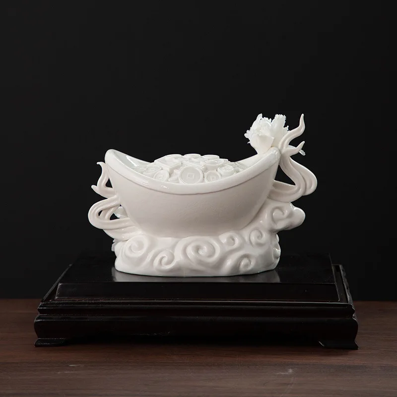 

Ceramic [Ornament] Lucky Treasure Porcelain Flower Office Living Room White Porcelain Decoration Crafts Household
