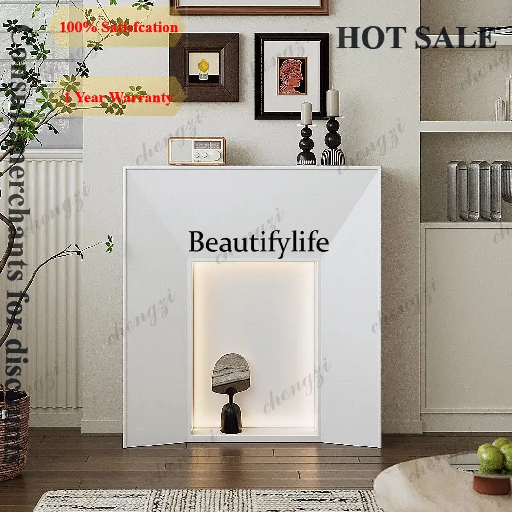 B567  French retro fireplace decorative cabinet living room bedroom home interior, display electronic simulation flame narrow ca