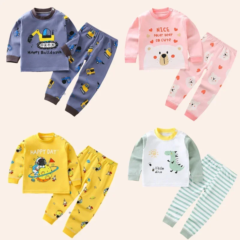 Children Sets Kids Clothes Boys Girls Suit Pajamas Children Clothinng Pants Cartoon Autumn Winter Sleepwear Outfits Cotton