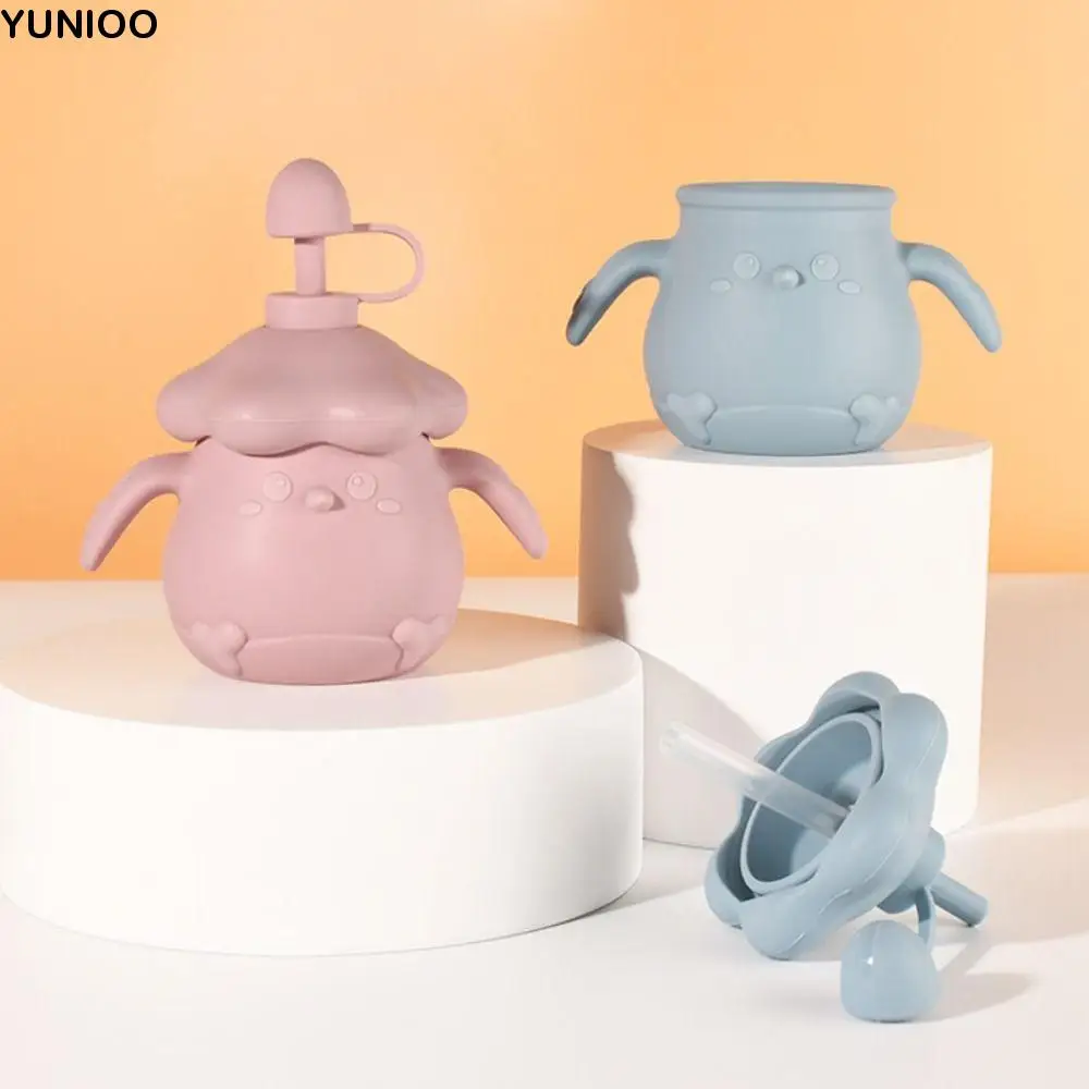 

Creative Baby Training Cup Cartoon Shape Leakproof Baby Silicone Feeding Cup Soft Silicone Double Handles