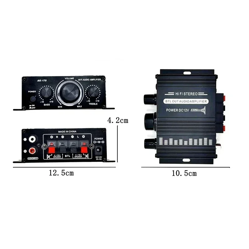 AK170 mini digitální energie audio auto zesilovač modrá lehký stereo audio zesilovač pro domácí theater klub večírek muzika 200W x2