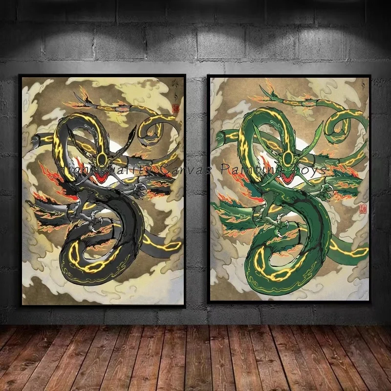 

Peinture D'interconnexion D'art Mural,décor D'affiche De Pokemon Rayquaza Périphérique D'anime Décor De Chambre Moderne,image