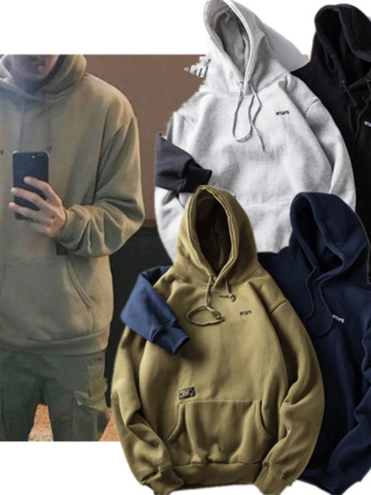 

Мужская толстовка с капюшоном на флисовой подкладке, свободного кроя, с вышивкой, для осени и зимы, повседневная спортивная верхняя одежда, модная студенческая куртка