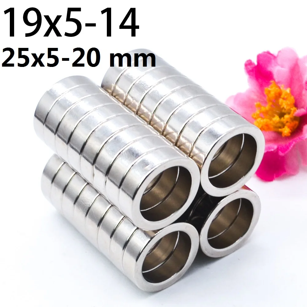 1/3/10/50/1000Pcs 25x5 mm Hole 20mm 19x5 Hole 14mm Round Ring Neodymium Magnet Strong Permanent Rare Earth Magnets for Craf new