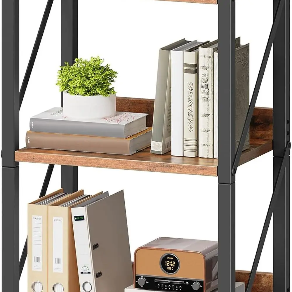 

Книжная полка, 3-уровневый промышленный книжный шкаф, органайзер для хранения книжной полки, небольшая книжная полка с металлическим каркасом для гостиной, спальни,