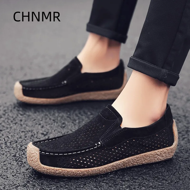 Casual sapatilha plana salto leve slip-on confortável caminhada dos homens rodada toe massagem respirável primavera e outono push principal