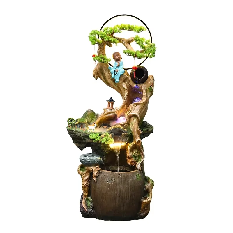 

Fiberglass Zen Feng Shui indoor home and office decoration fountain with running water decoration for garden water