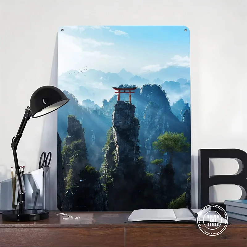 New Journey Torii Gate 3D Texture Printed Poster Custom Vintage Metal Tin Plate Sign for Wall Art Living Room Decorations House