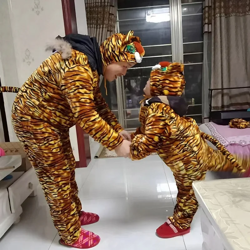 الأطفال الحيوان تأثيري ازياء للبالغين أرنب القرد الأغنام الملابس مجموعة الحصان لونغ الديك الكلب الثور الأفعى النمر الفئران الزي