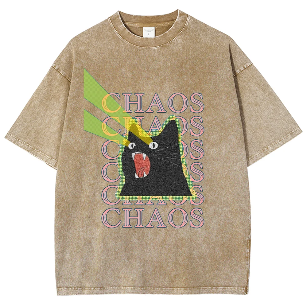 남녀공용 빈티지 워싱 티셔츠, 혼돈을 주제로 한 검은  - Acid Wash Vintage Graphic T Shirt 리뷰 및 가격