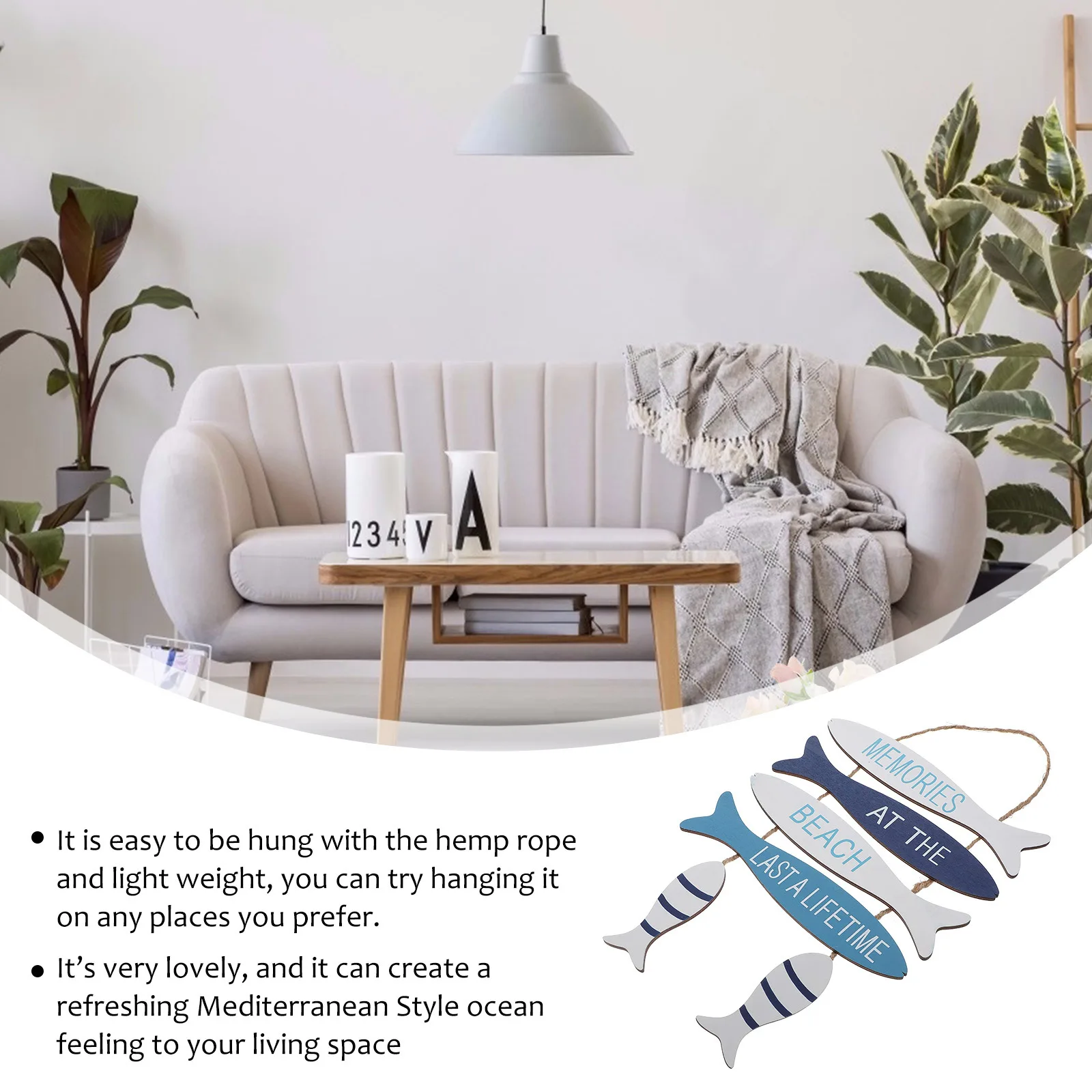 

Mediterranean Fish Decor Wall Hanging Nautical Theme Home Hotel Bar Window Ornament Light Weight Easy Hang Nautical Decor