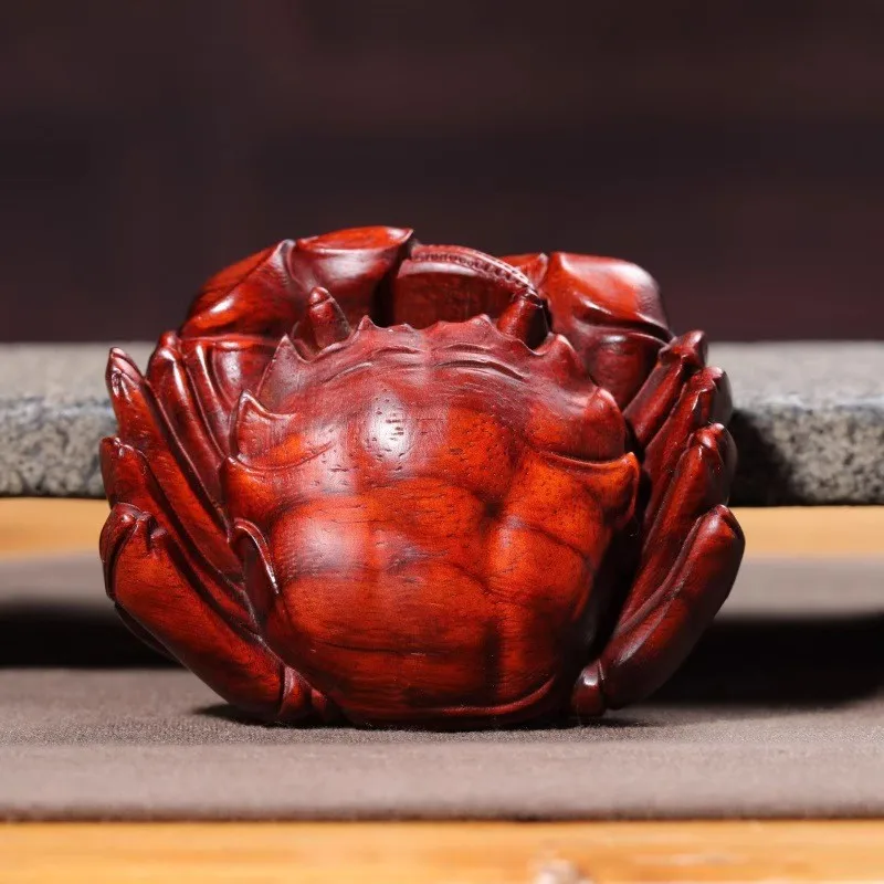 

Wooden Crab Figurine Ornament Rosewood Carving Animal Statue Car Interior Pendant Office Desk Home Decoration Funny gifts