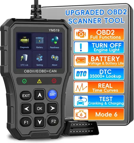 다국어 자동차 진단 도구 배터리 테스터 체크 엔진 시스템 오류 코드 리더 YM519 OBD2 스캐너
