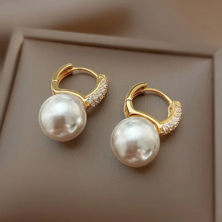 Korea Fashion New  Light Luxury Simple Classic Pearl Drop Earrings Birthday Party Gift Woman Jewelry Stud Earrings