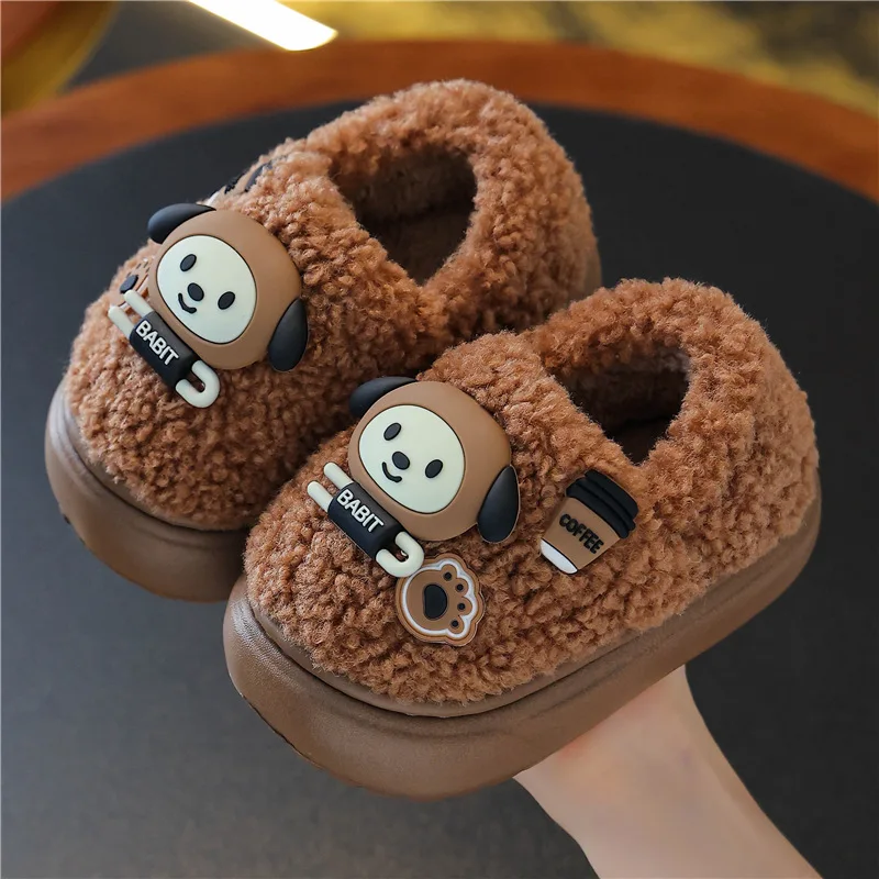 Thicken Warm Long Plush Slippers for Kids Winter 2026 Chunky Platform Fluffy Furry Fur Slippers Girls Boys Indoor Shoes - view 3
