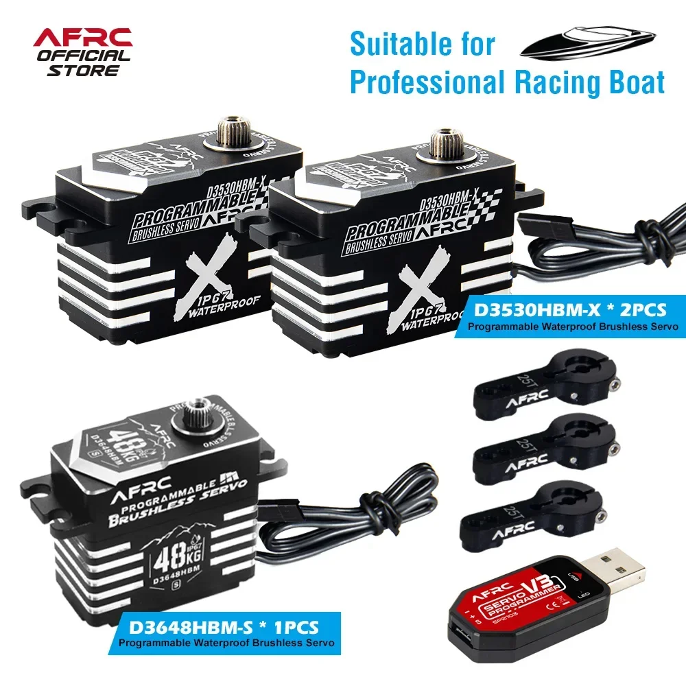 AFRC Professional Waterproof IP67 Brushless Racing Boat Servo Kit For FSR-V O 15cc 27cc 30cc Racing Boats DIY Assembly Upgrading