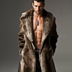 Thick Warm Coat Men's Autumn and Winter Thickened Warm Imitation Fur Coat Imitation Fox Fur Windbreaker Long Plush Coat