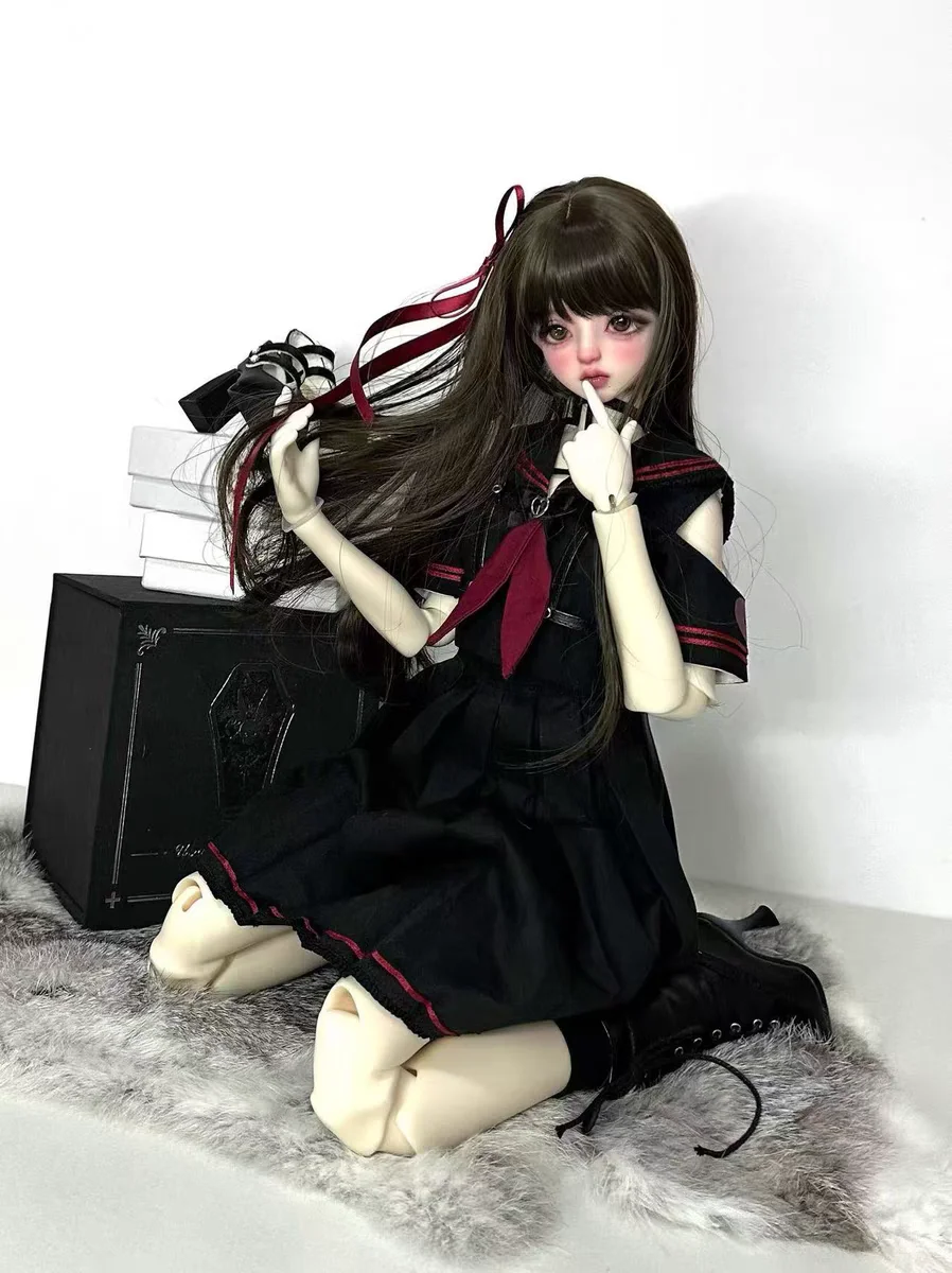 BJD poppenkleertjes zijn geschikt voor 3-inch poppenkleertjes. Nieuwe zwarte of paarse jurk, 2-delige set, damesstijl met botkruis