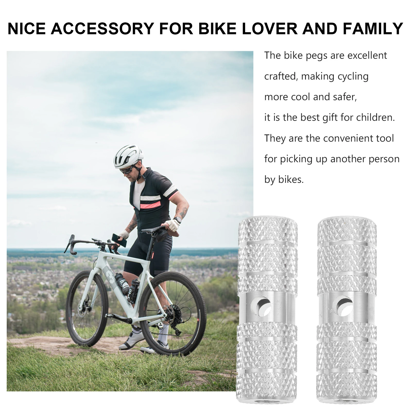 

2pcs Aluminum Alloy Bike Pegs Non-Slip Sturdy Foot Rest For Mountain Regular Easy Install Gift Cyclists Outdoor Riders