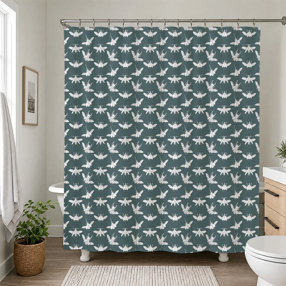 Waterproof Bird Print Shower Curtain for Bathroom Decor Nature Style Teal Blue Swallows Shower Liner Home Bathroom Accessories
