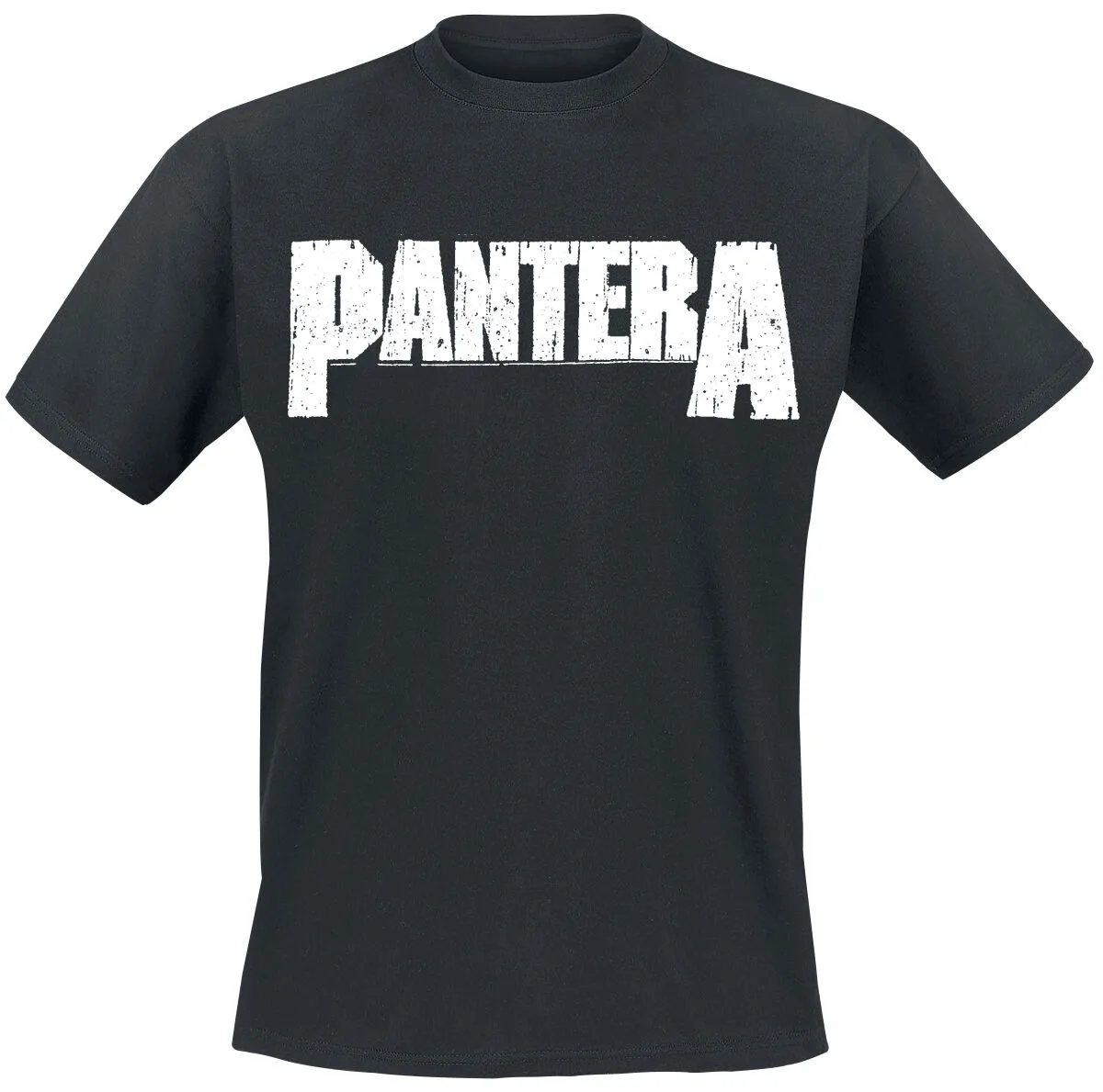 Pantera Distressed Bold Logo Print T-Shirt, 100 % Baumwolle, lässiges, neutrales T-Shirt, Groove Metal Streetwear