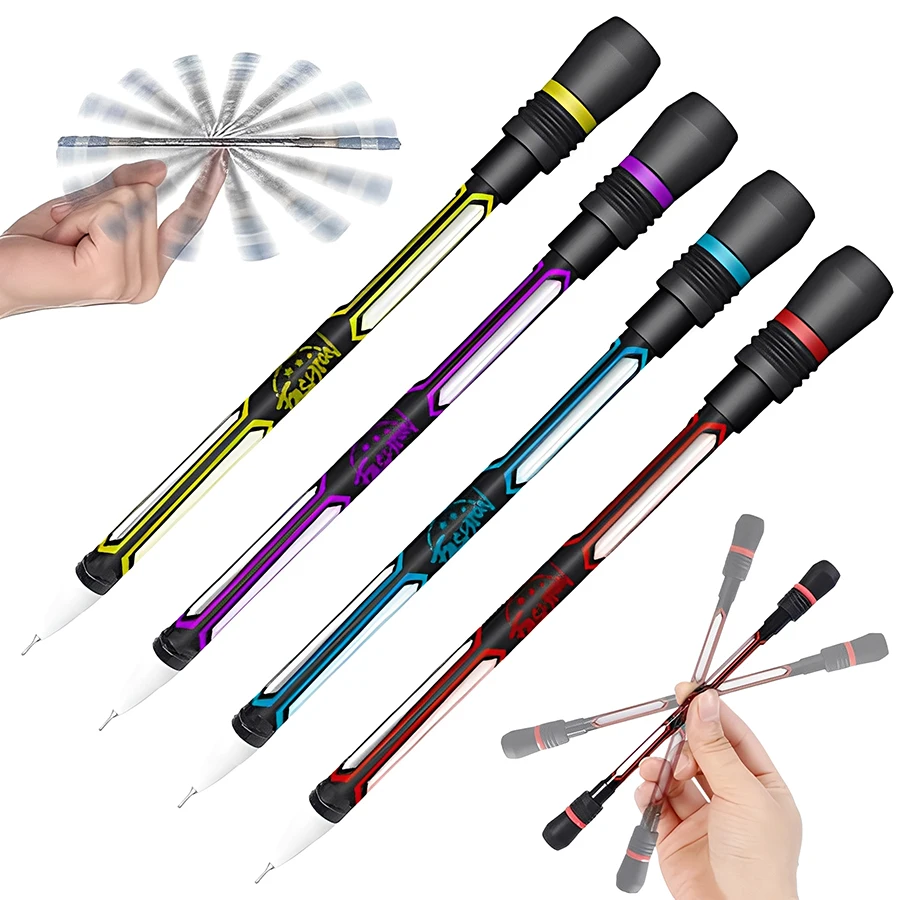 

3/6pcs 0.5mm Black Finger Spinning Pen - Creative Stress Relief Writing Pen with Replaceable Refill (Office & Daily Use)