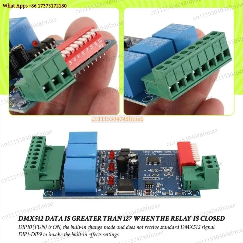 3 Channel 5A DMX512 Controlled Relay Switch Kit DIY Converter DMX Dimmer Relay