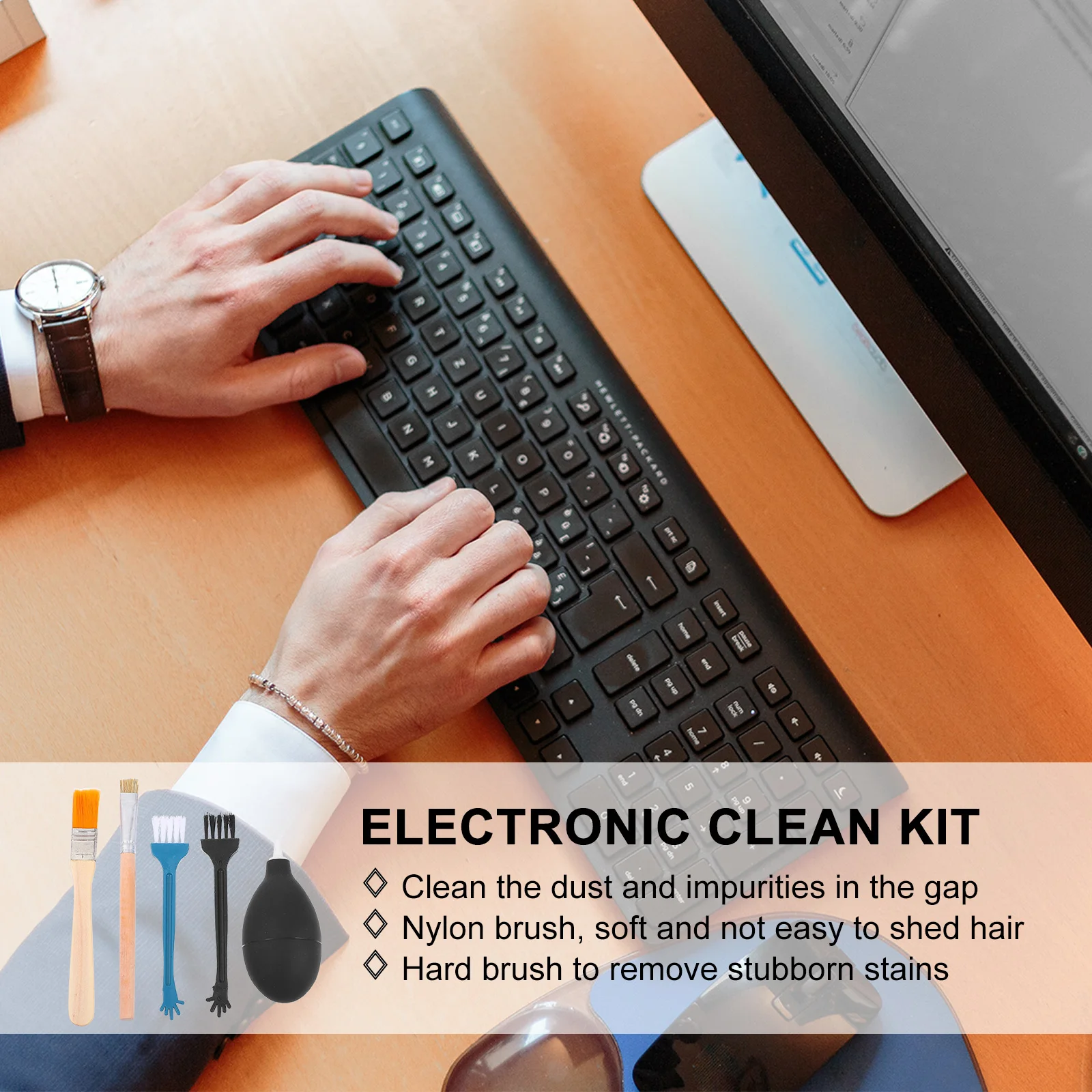 

2 Sets Headphone Cleaning Tools Electronic Clean Kit Practical Phone Cleaner Dust Remover Air Blower Hard Bristle Brush Laptop
