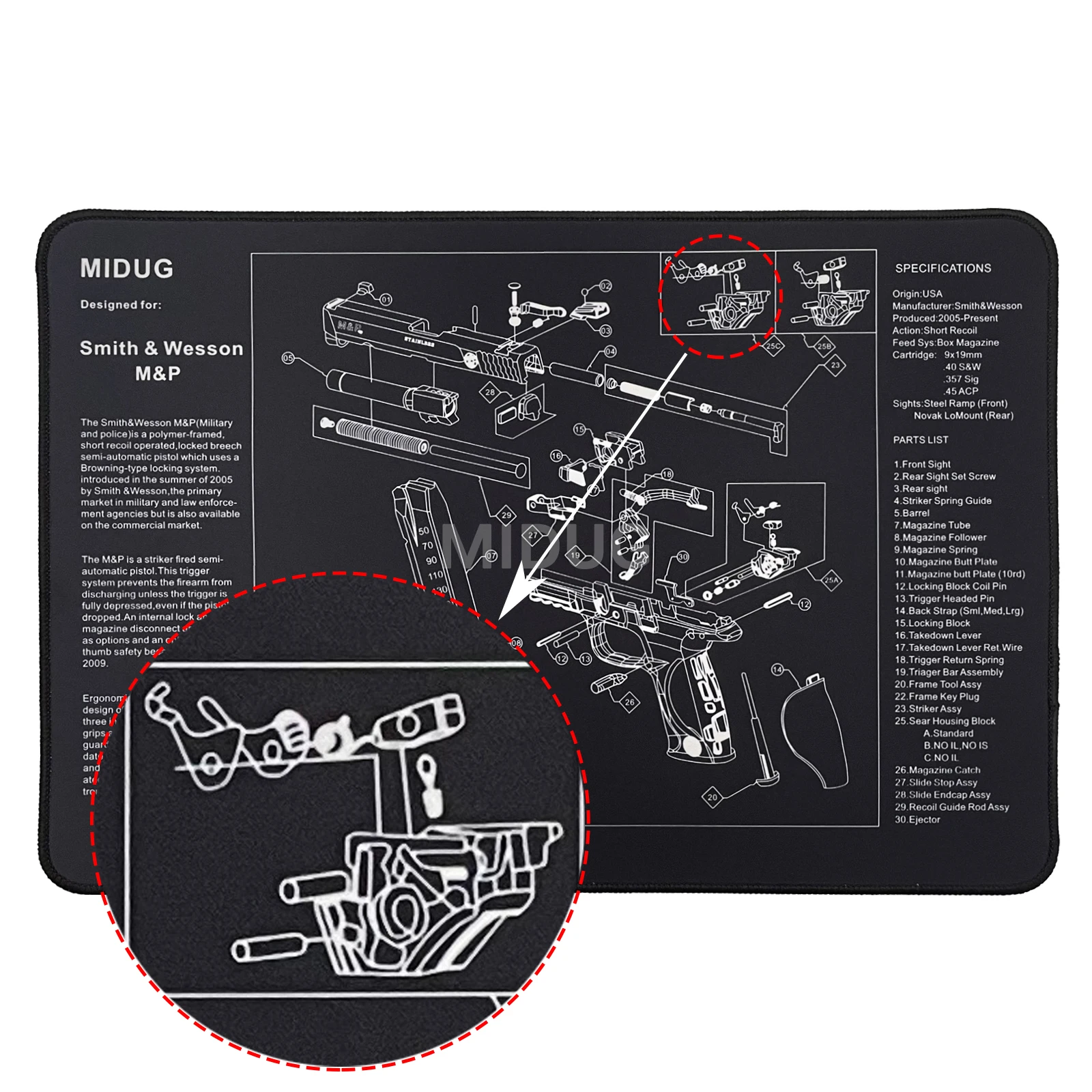 UG Gun Books-Polymères de protection pour armes de poing Smith & Wesson M & P, Gun Books Pad