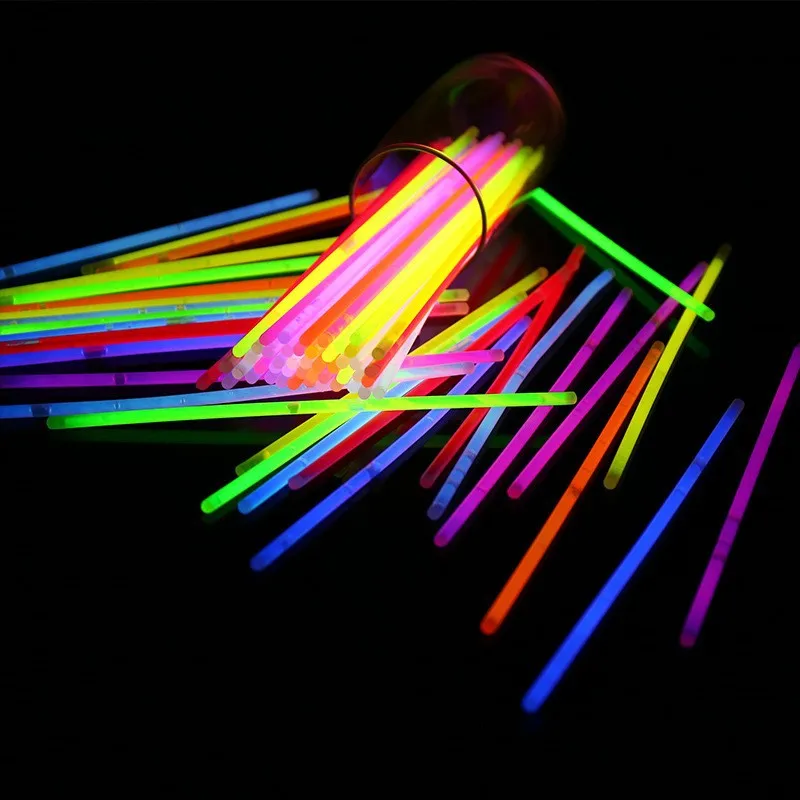 50/100Pcs Glow Sticks Bracelets Necklace Neon Wedding Birthday Party Props Decor Colorful Fluorescence Light