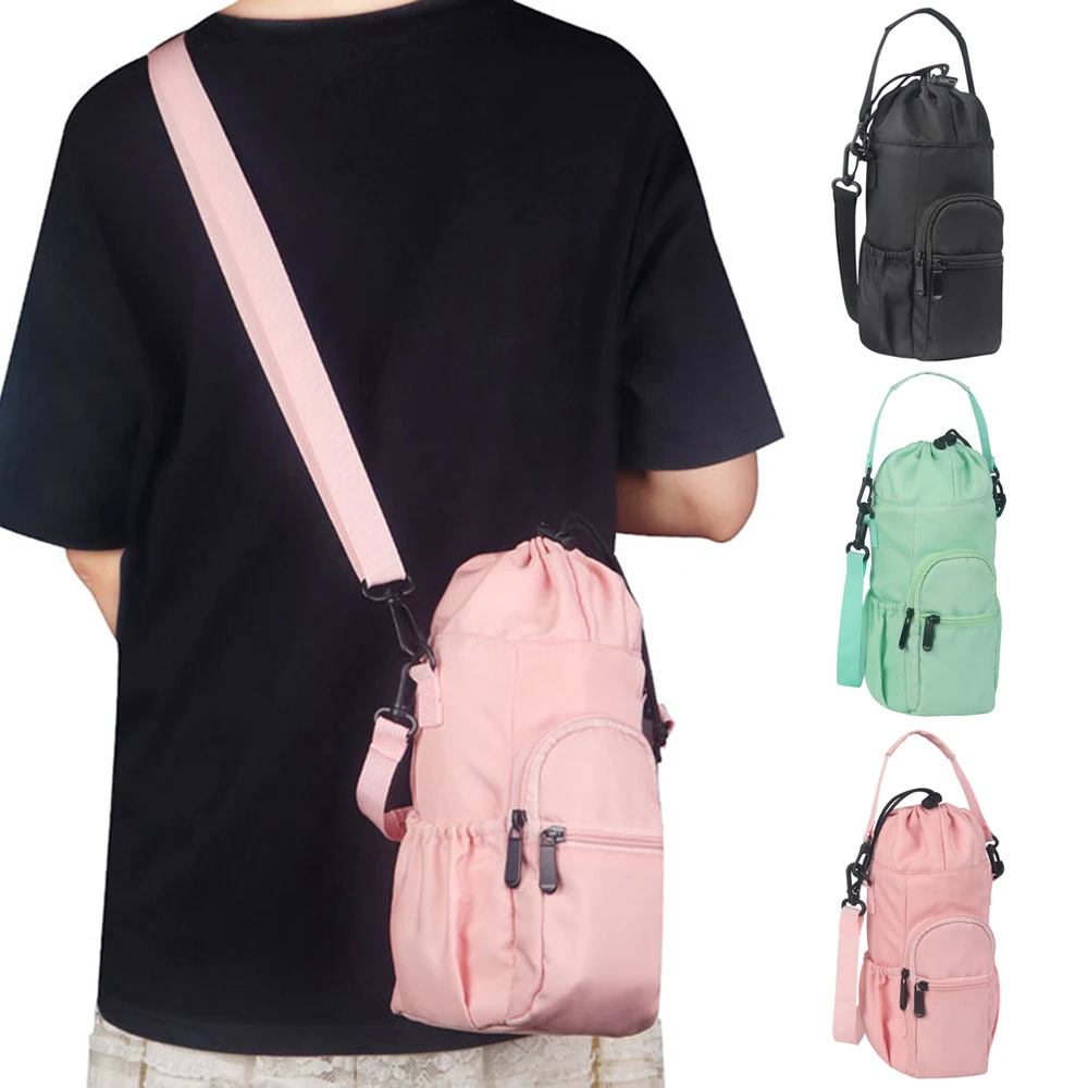 Water Bottle Carrier Bag Bottle Pouch Holder Adjustable Shoulder Hand Strap 2 Pocket Sling Neoprene Sleeve Sports Water Bottle
