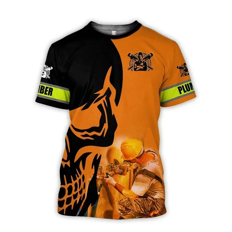 

Men's 3D printed pipeline T-shirt, men's clothing, mechanical short sleeved top, customized round neck