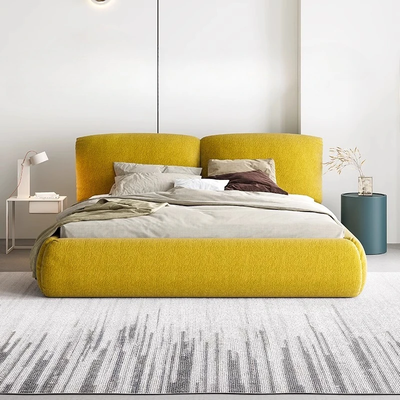 

Modern Headboard Double Bed Frame Design King Size Twin Double Bed Wooden Space Saving Cama Casal Bedroom Furniture