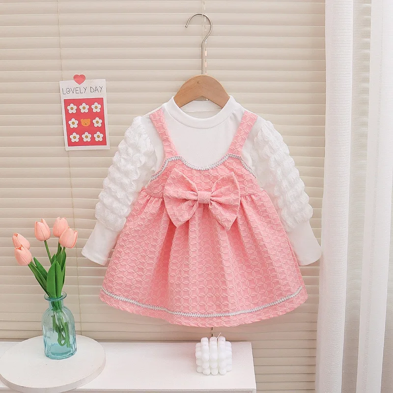 

New Arrival Baby Girl Dress Bow Elegant Princess Dress Birthday Party Kid Costume Puff Sleeve Wedding Formal Toddler Dress A985