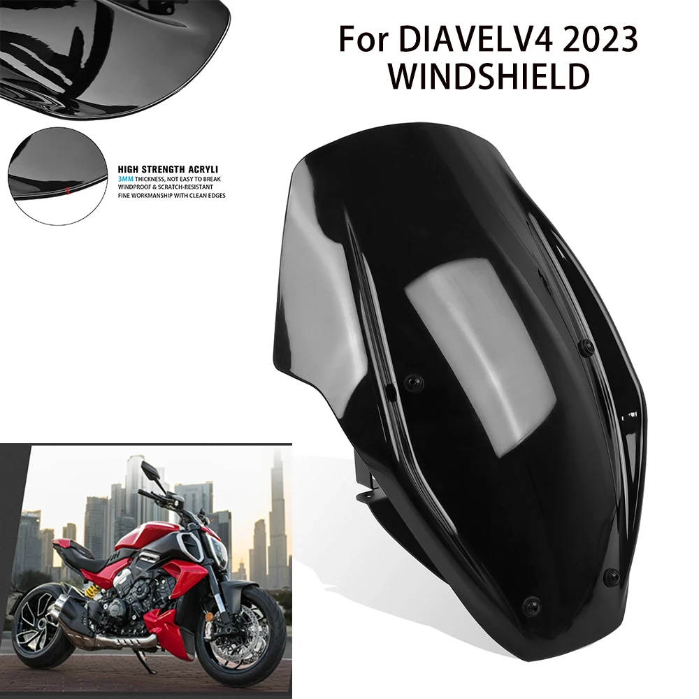 

New For Ducati DIAVEL V4 Diavel V4 2023 2024+ Motorcycle Windshield Windscreen Shield Screen Bubble Double Air Wind Deflector