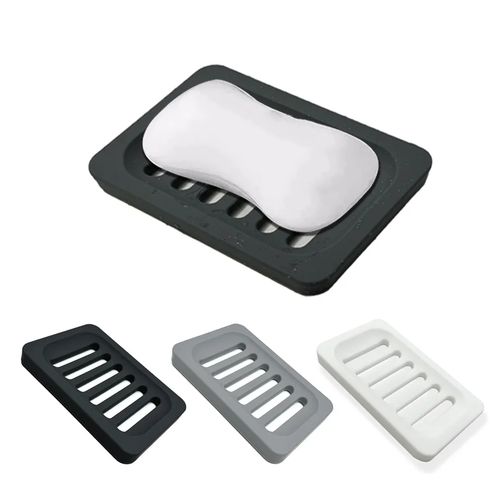 10pcs Silicone Soap Dish for Shower Self Draining Bar Soap Holder for Bathroom