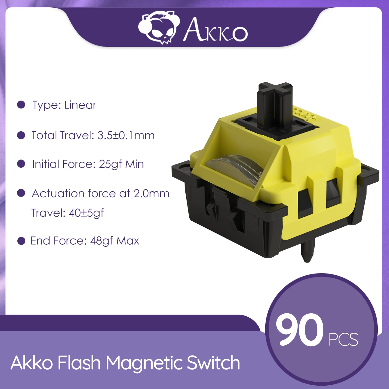 Akko Flash magnetische schakelaar Hoge precisie 25gf lineaire schakelaar In de fabriek gesmeerd met POM-steel voor magnetisch mechanisch toetsenbord 45 stuks