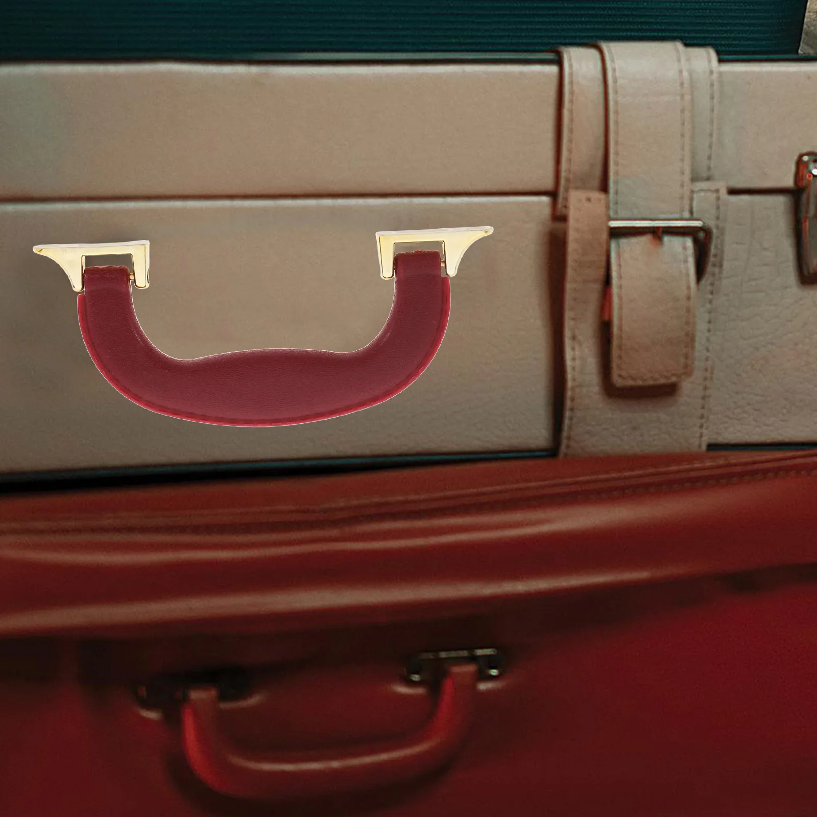 

2pcs Luggage Replacement Vintage Fake Suitcase Pull Grip Trunk Handle Strap Travel Bag Handle Wraps Hardware Parts Red