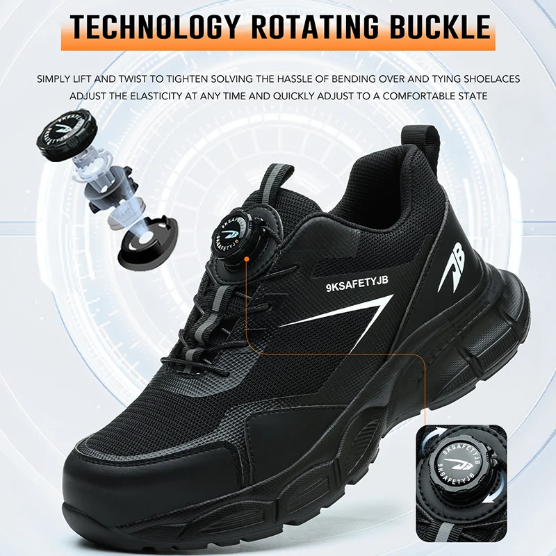 New Breathable, Impact-Resistant, Puncture-Resistant, Highly Flexible, Shock-Absorbing Button-Fastened Work Safety Shoes
