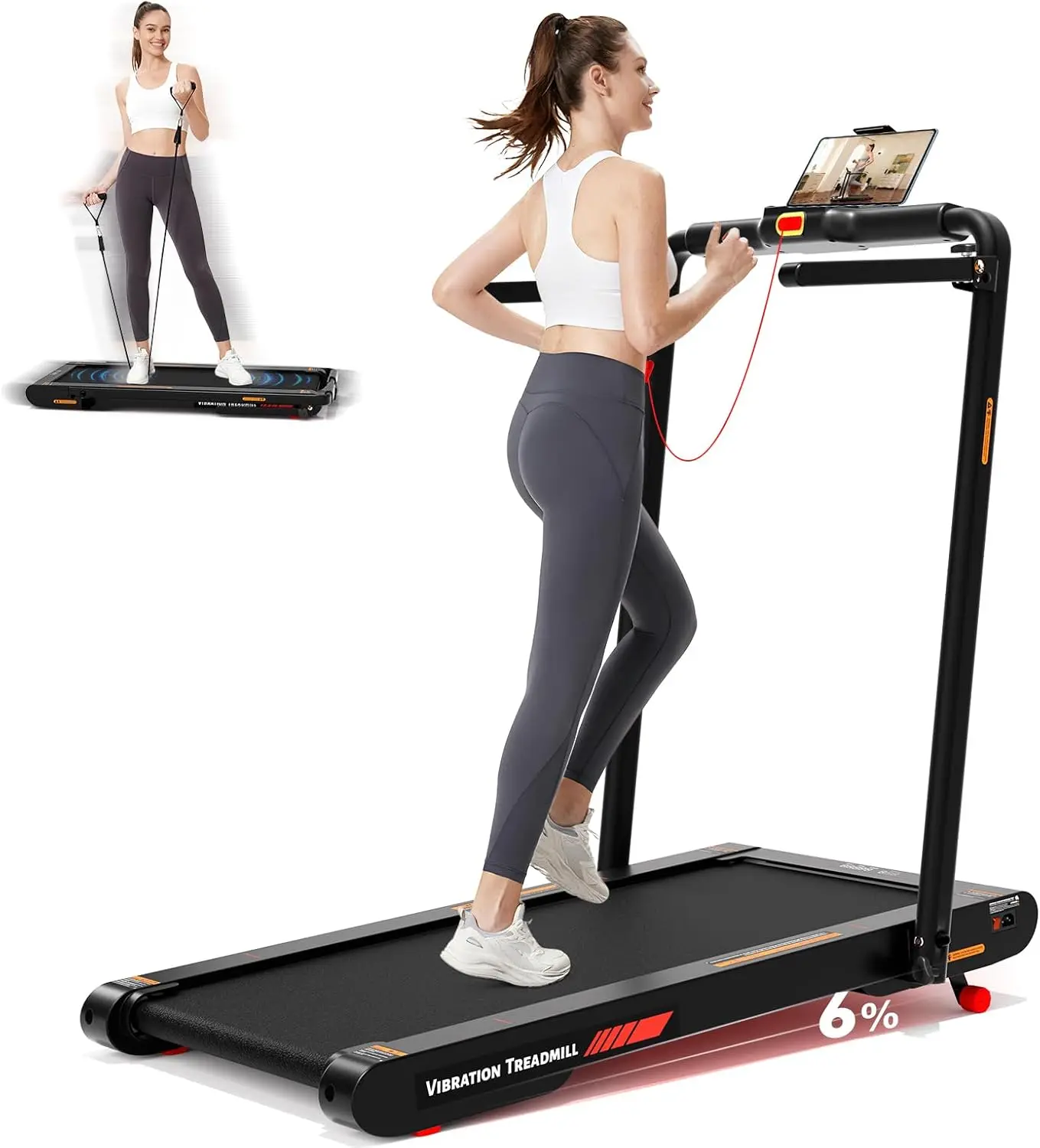

4-in-1 Folding Walking Pad Treadmill with Vibration & Incline, Under Desk for Home Office, 350LBS Capacity