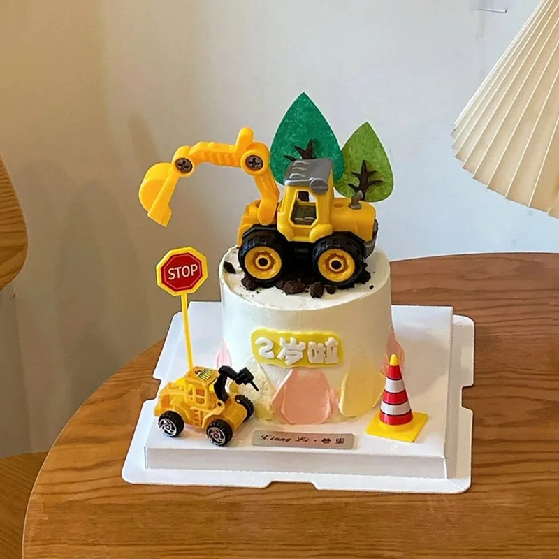 المساعدات تزيين كعكة الخبز. جرافة غير صالحة للأكل، مركبة هندسية، ملحق تزيين كعكة عيد ميلاد الصبي للحفارة #3