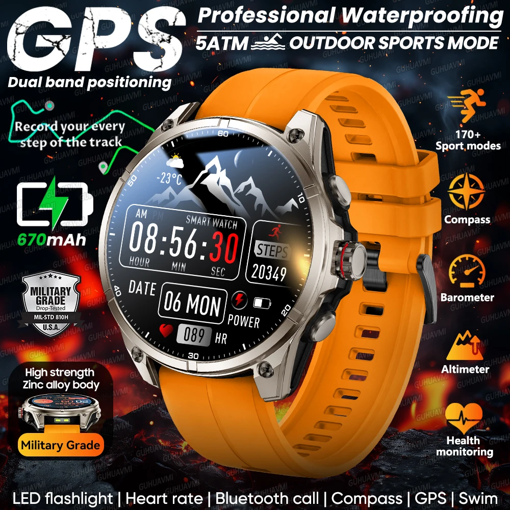 

2026 New GPS Ultra Outdoor Sports Smart Watch 1.43" AOD Compass 5ATM Waterproof 170+ Sports Man Durable Military Call Smartwatch