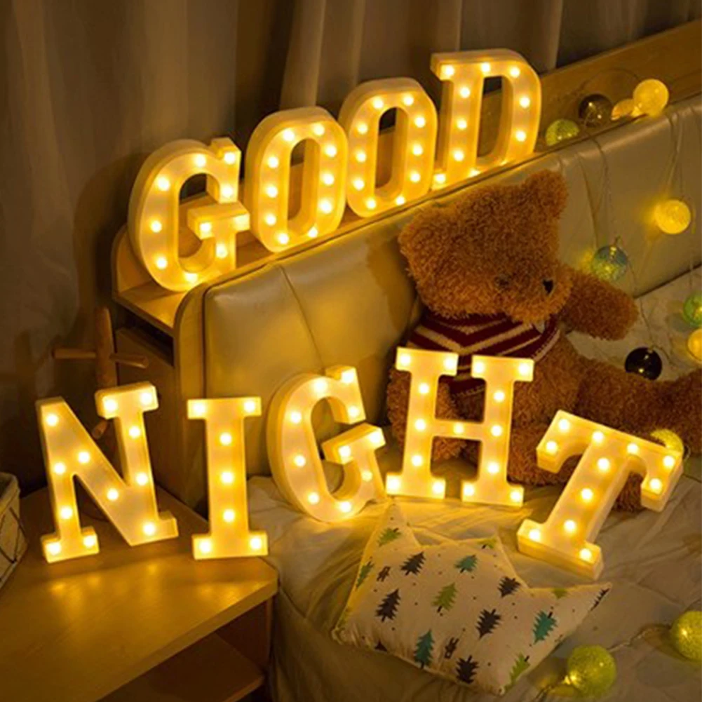 Alphabet Letter Number Lamp Luminous LED Night Light for Home Wedding Birthday Christmas Party Decoration Warm Decorative Lamp