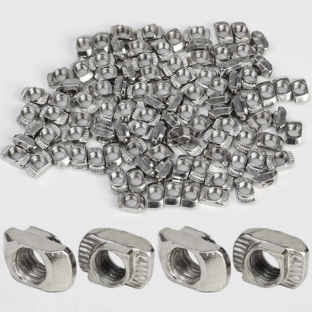 50/100Pcs EU20 M5 Slot T-nut Sliding T Nuts Hammer Drop in Nut Fasten Connector for Aluminum Extrusion DIY Home Improvement