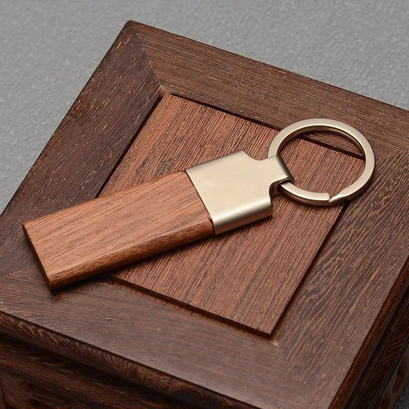 

Customized Wooden Metal Keychain Blanks Rosewood Walnut Wood Engraved Key Chains For Hotel Personalized Car Logo Keyring Gift