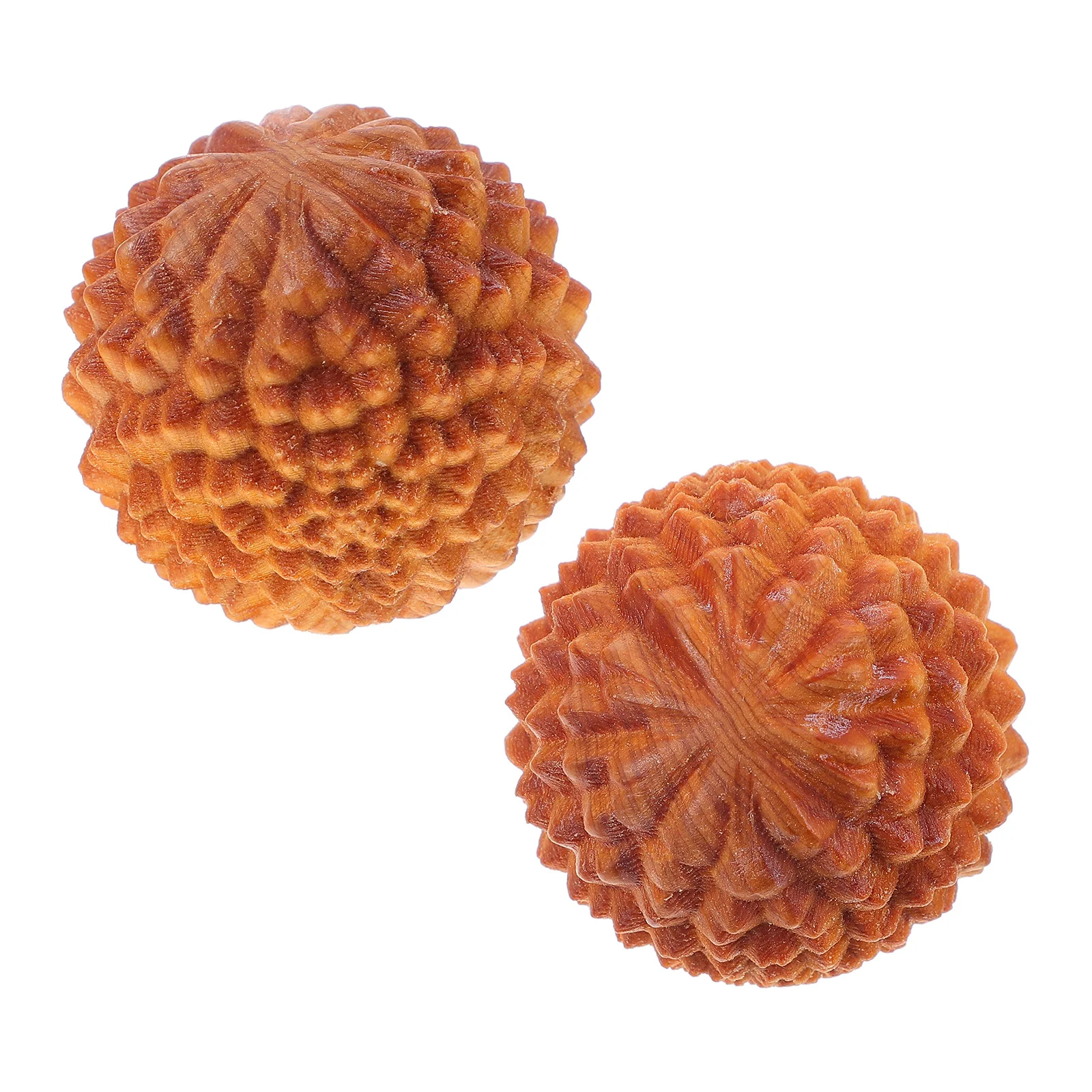 

2 Pcs Massage Ball Wooden Balls Mini Hand Massaging Handballs Exercise Leisure Massager Fitness Supply Rolling