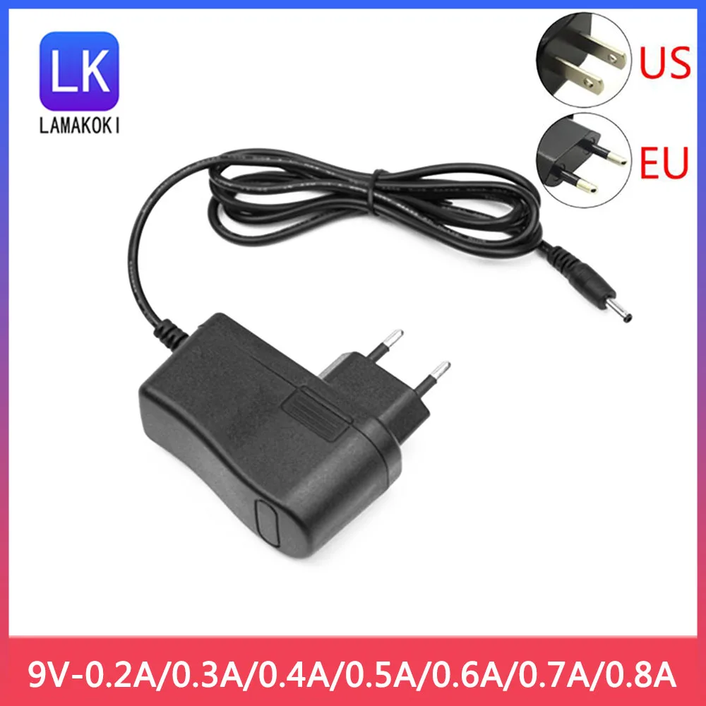 9V 200mA 300mA 400mA 500mA 600mA 700mA 800mA AC 100V-240V moc przełączania zasilacz DC 3.5mm X 1.35mm EU US UK AU